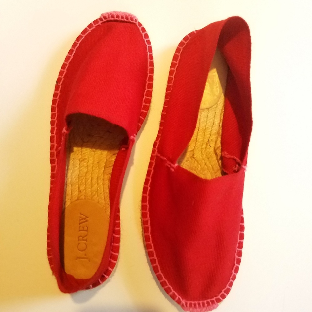 J. Crew Red Canvas Espadrilles Size 7